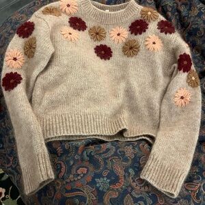 Sezane Suzon Floral Women’s Mottled Beige Jumper